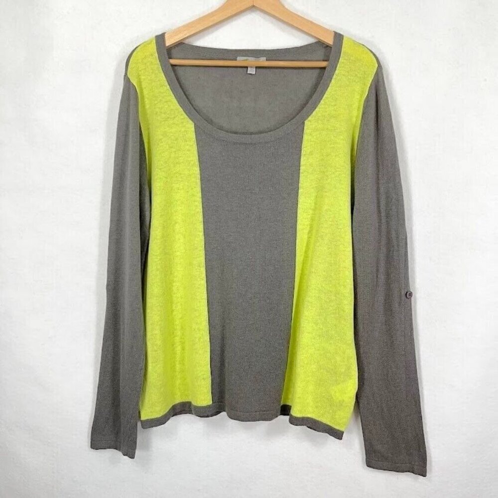 Horny Toad Pullover Sweater Linen Lightweight Spring Boho Bold Sheer Y2K L